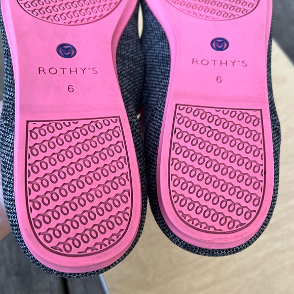 Rothy’s Grey Birdseye Pink Sole Round Toe Flats Sz 6 - Picture 14 of 15